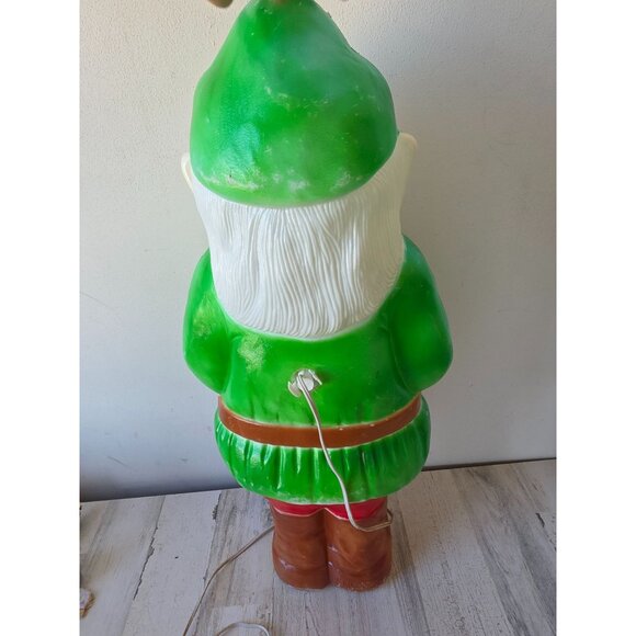 Vintage Union elf blow mold green Santa featherstone gnome mini Xmas products la - Picture 4 of 11